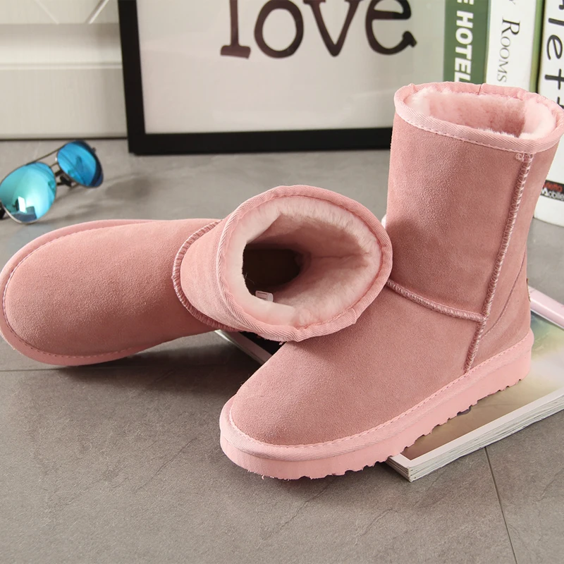 Begocool; женские зимние ботинки; Дизайнерские теплые зимние ботинки из натуральной коровьей замши в австралийском стиле; женская обувь; botas; цвет розовый; дешевая распродажа