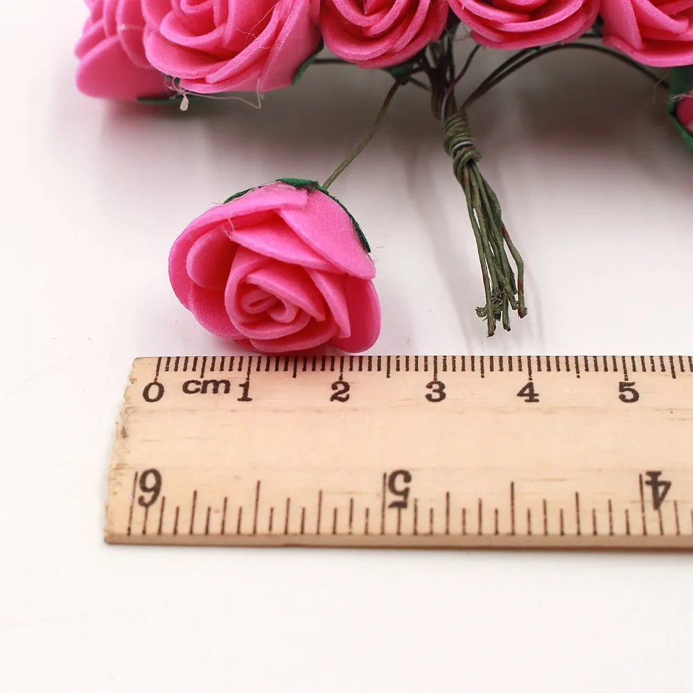 144pcs 2cm Dia Rose Head Mini Foam Rose Artificial Flower Bouquet Multi-color Rose Wedding Flower Decoration Fake Rose Flower
