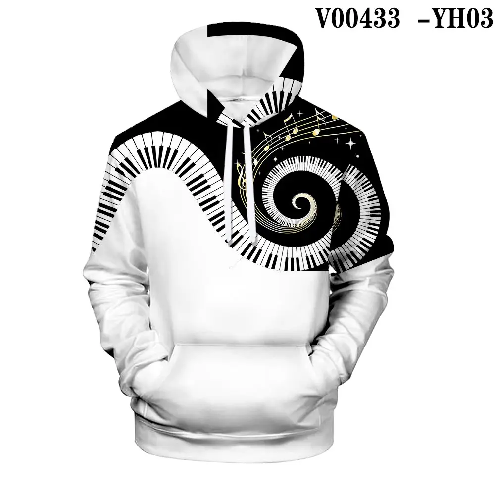 WAMNI Musical Note 3D Print Hooded Sweatshirt Harajuku Piano Fashion Autumn Novelty Hight Street Hoodie Long Sleeve - Цвет: YH03