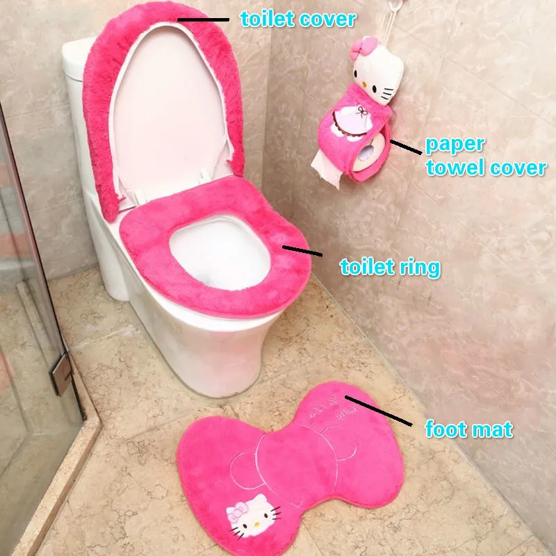 Bathmats Rugs Toilet Covers Hello Kitty Style Bath 4pcs
