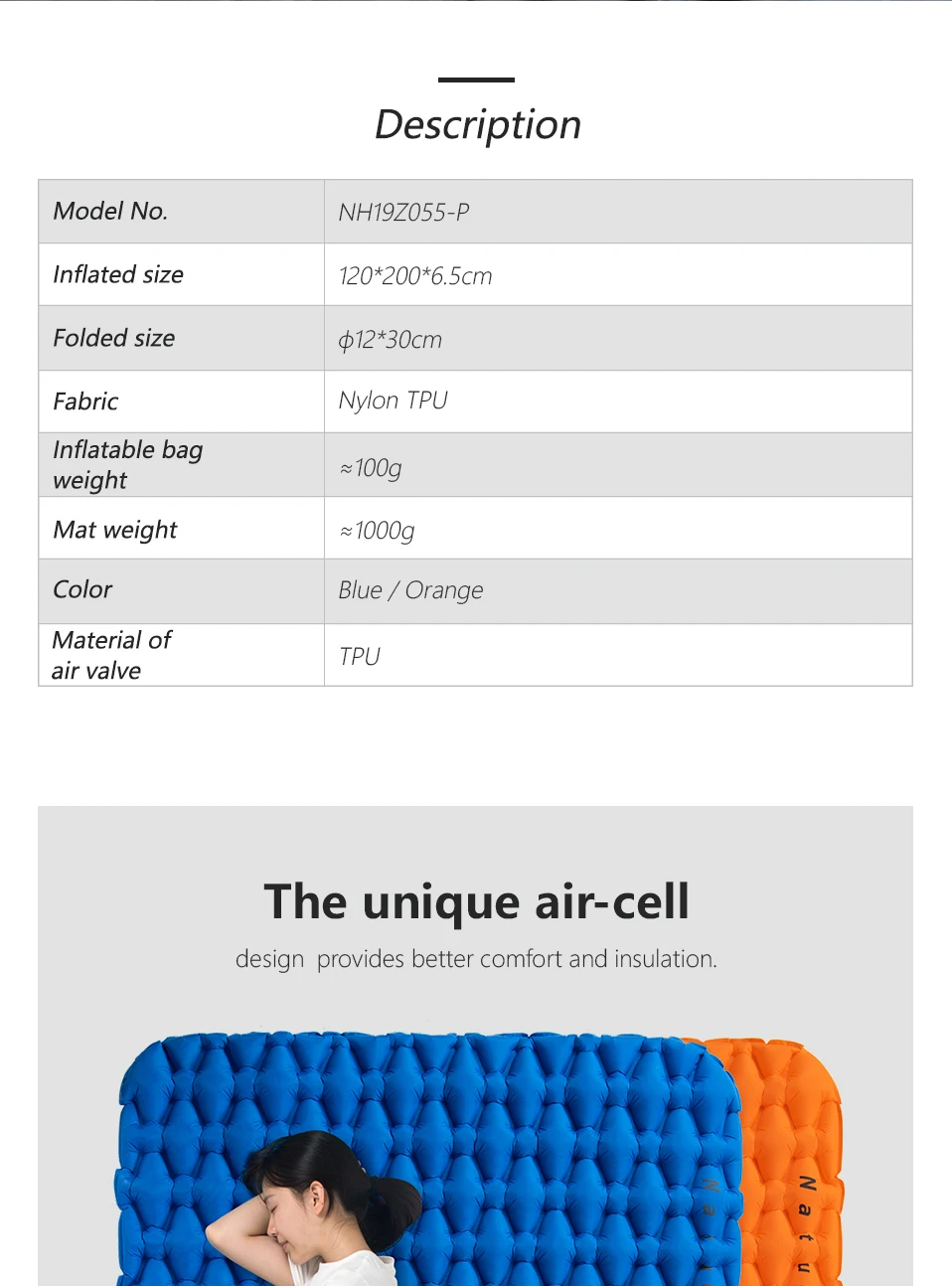 Naturehike легкий влагостойкий воздушный матрас нейлон ТПУ спальный коврик надувной матрас походный коврик для 2 человек NH19Z055-P