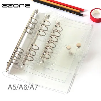 

EZONE A5/A6/A7 PVC Transparent Loose Leaf Binder Loose Leaf Notebook Cover Clip File Office Students Stationery