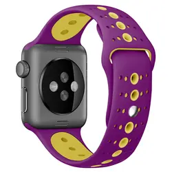 Силиконовый ремешок для Apple Watch Series 3 2 1 мягкий ремешок отрегулировать Замена Спорт 38,42 мм силикона два- цвета, пористой браслет