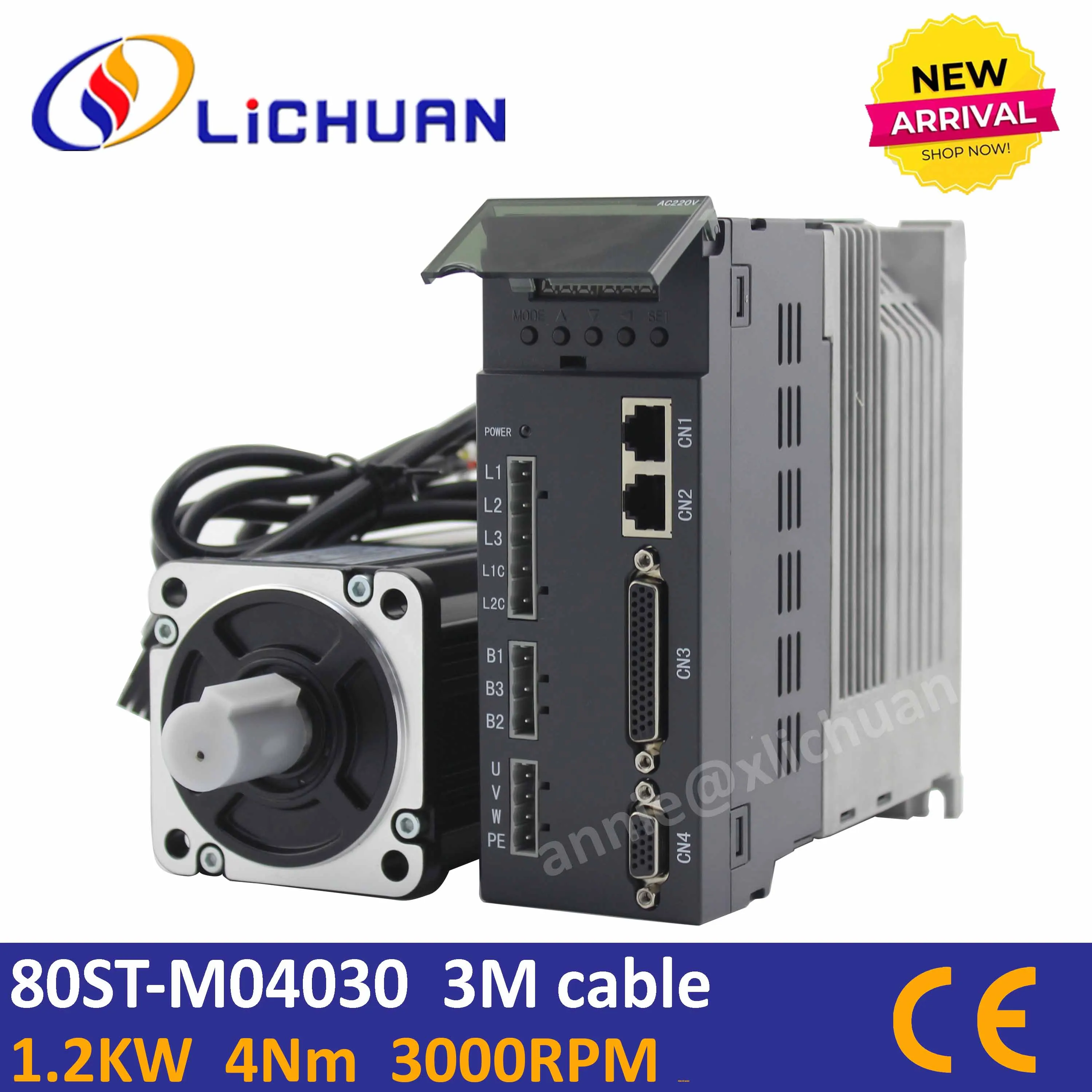 

Lichuan servomotor 1.2KW with driver kit+planet gearbox PLF80 3:1 fit flange80 1.2KW servo motor