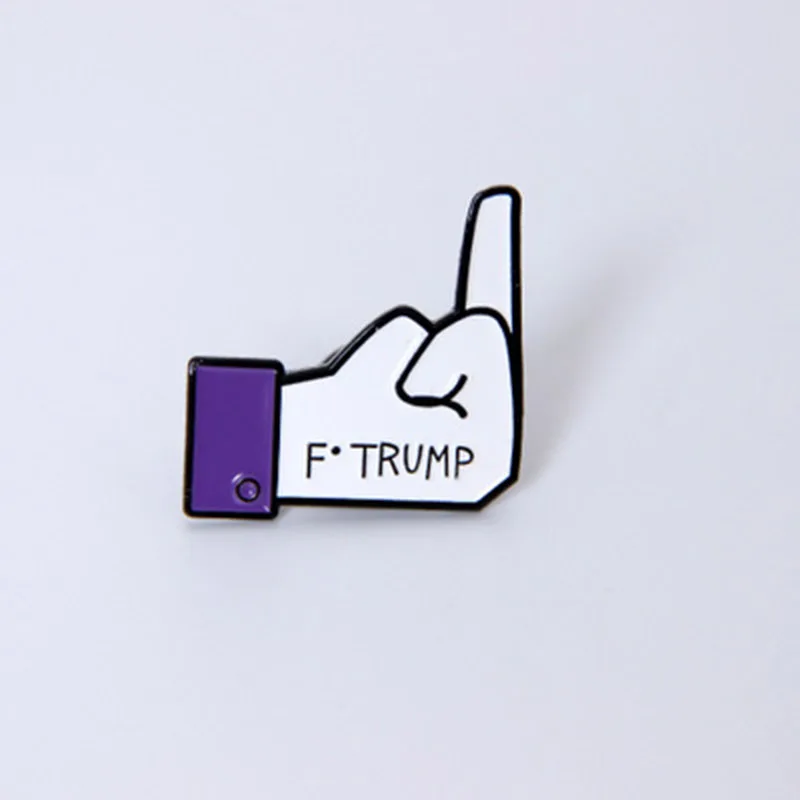 F. TRUMP брошь с неуважением и эмалированные булавки Trump мультфильм палец капля масло брошь