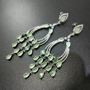 

FLZB , Big earring design 925 sterling silver with colorful cubic zircon with 18k white gold plated charming party big earring