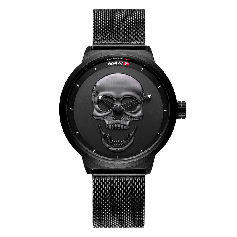 Man Watch 2018 Punk 3D Skull Watch Cool Design Black Watch Stainless Steel Milanese Mesh Band Men Wristwatch Relogio Masculino Man Watch 2018 Punk 3D Skull Watch Cool Design Black Watch Stainless Steel Milanese Mesh Band Men Wristwatch Relogio Masculino