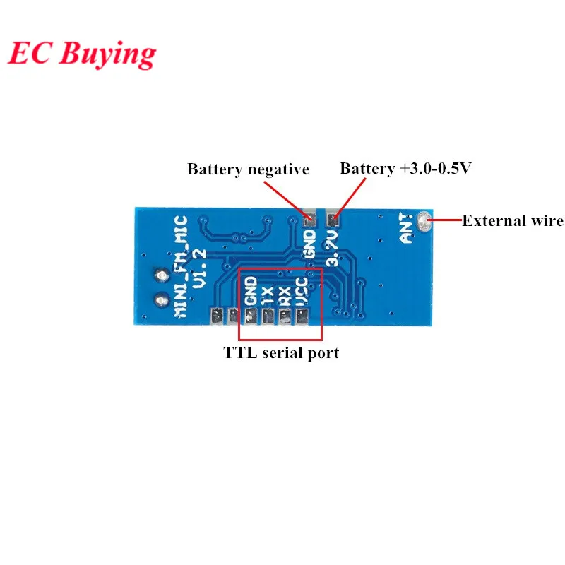 Мини FM беспроводной микрофон передатчик модуль одноканальный плата 3-5 в 100 мВт регулируемая чувствительность USB к ttl 80 ком 76-108 МГц