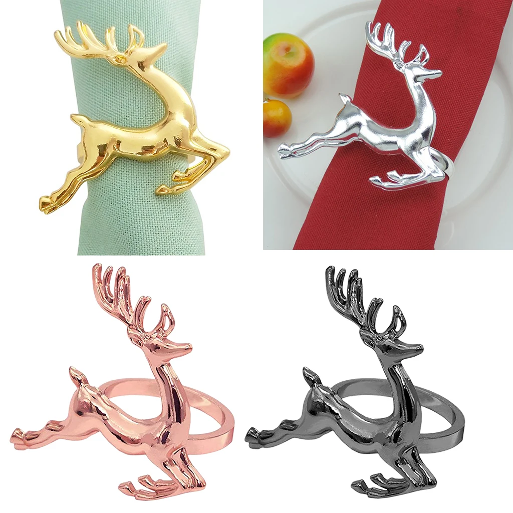 Zinc Alloy Elk Deer Design Napkin Rings Holders for Dinners Parties Dinner Table Decoration