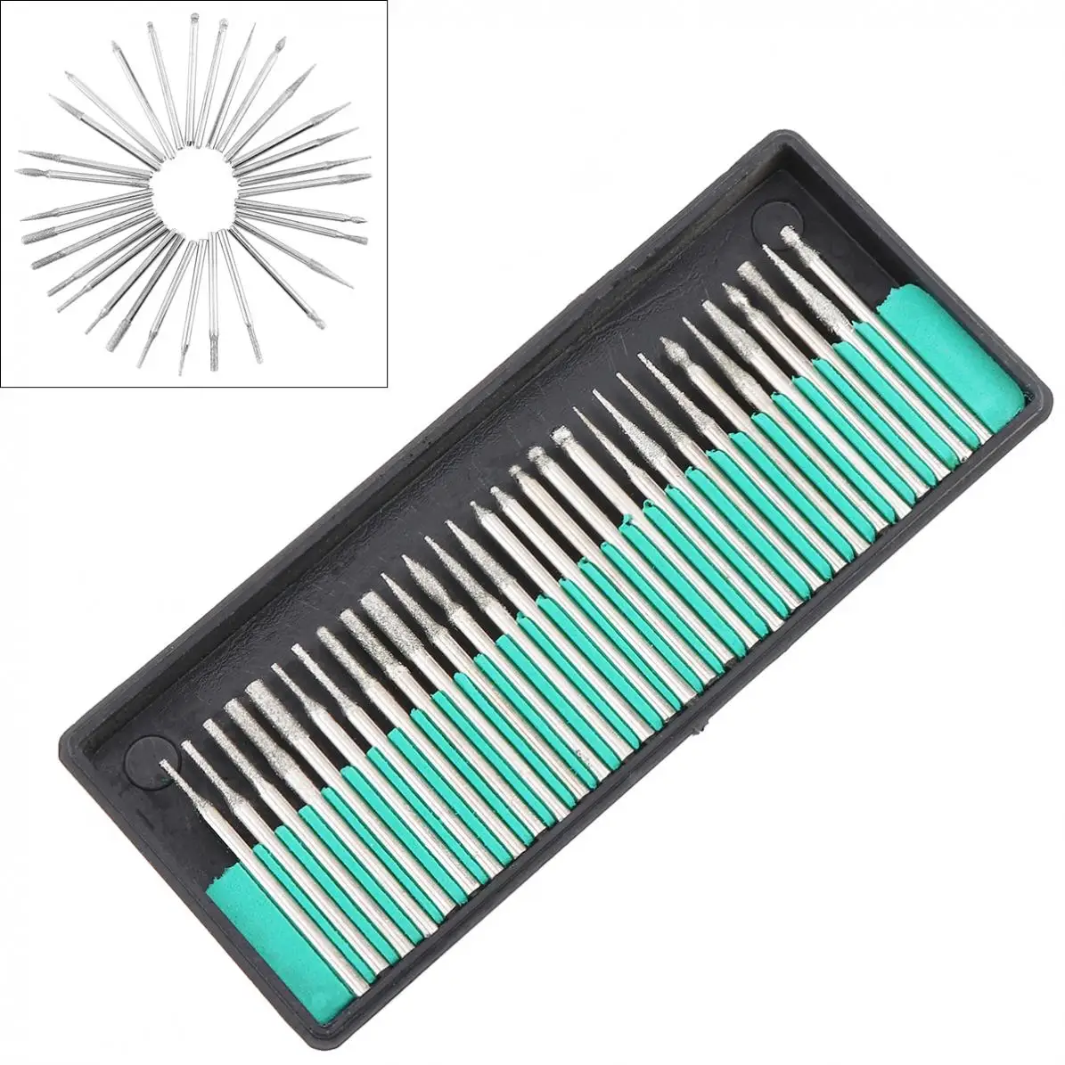 

30pcs/lot Diamond Burr Bits Drill Kit For Engraving Carving Rotary Tool Set