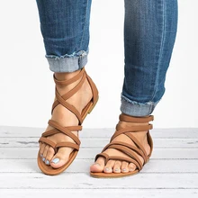 Women's Flat Sandals Strappy Crisscross Gladiator Low Flat Heel Summer Wedge Sandals Shoes Buckle PU Brown Beige Sandals Strap Women's Flat Sandals Strappy Crisscross Gladiator Low Flat Heel Summer Wedge Sandals Shoes Buckle PU Brown Beige Sandals Strap