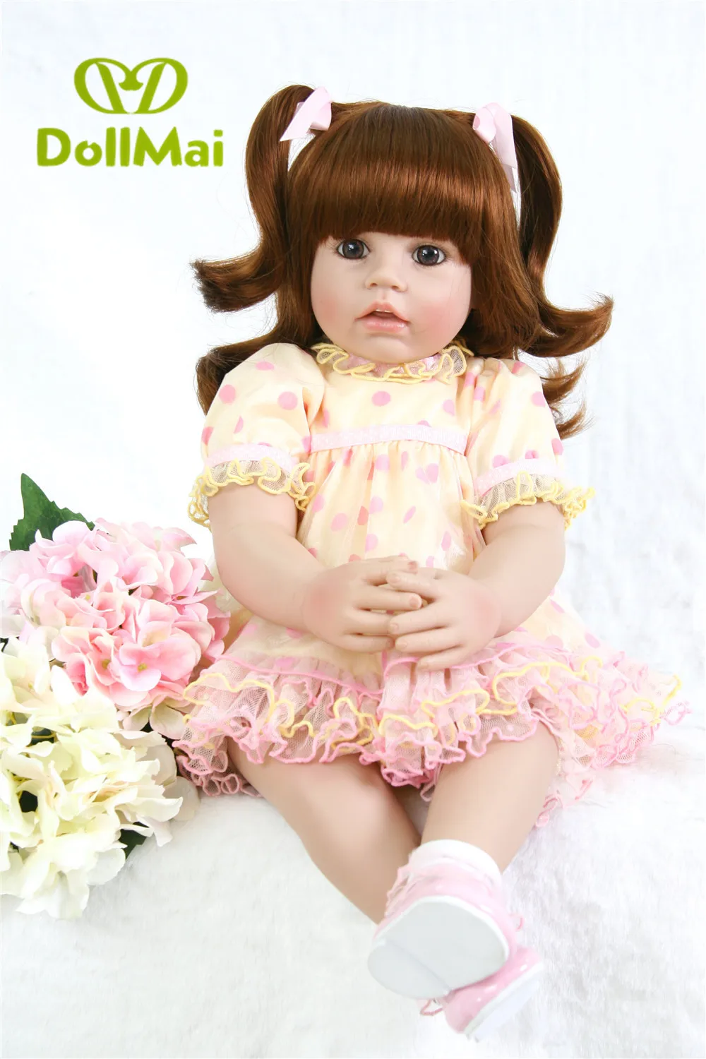 Boneca Reborn игрушка мягкие силиконовые куклы для малышей сюрпризы подарок 60 см