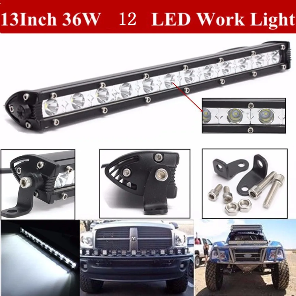 

13 Inch 36W White linterna led Spot Work Light Bar Driving Fog Offroad SUV ATV JEEP Lamp headlight linterna torch head lamp 2019