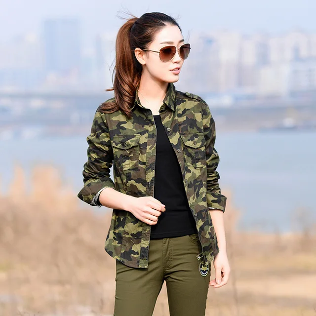 military quality!2017 new fashion women plus size camouflage shirts