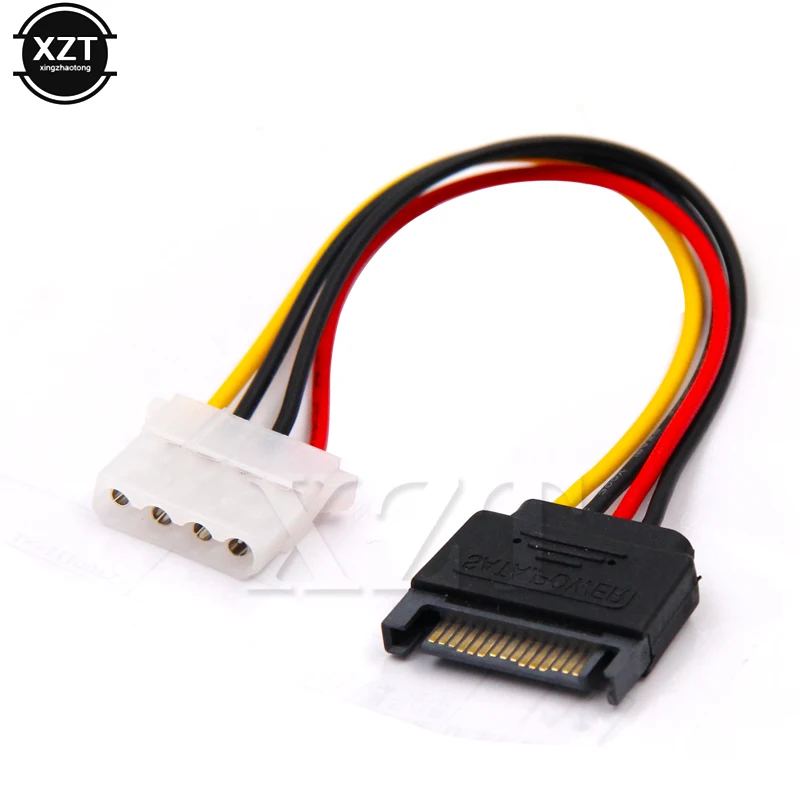 2 pcs 15 Pin SATA Male to 4 Pin Molex Female IDE HDD Power Hard Drive Cable Nov4 mosunx
