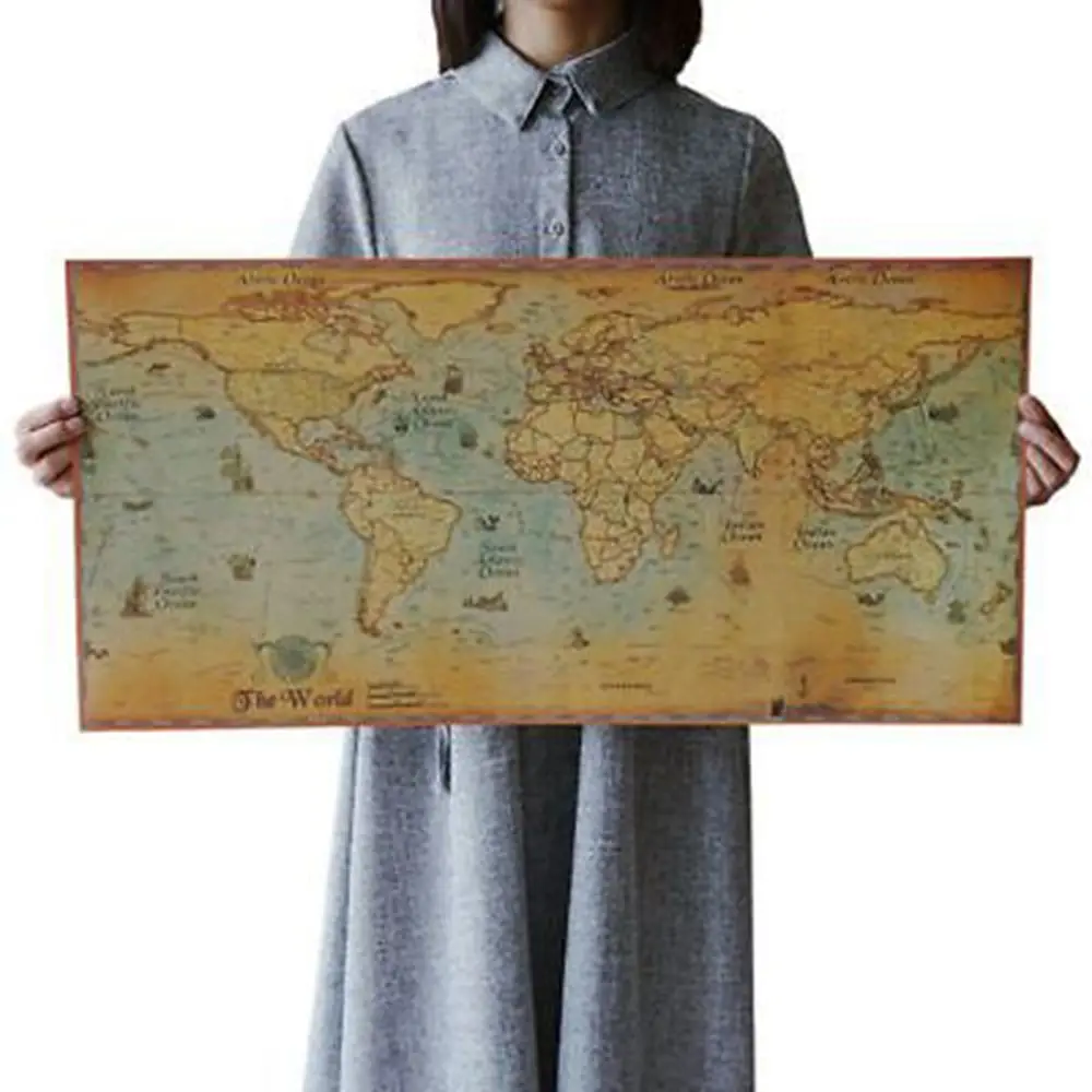 

1pcs Nautical Ocean Sea world map Retro stare Papier Sztuki Malarstwo Home Decor Naklejka Salon Plakat Cafe Antique plakat