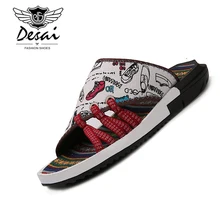 Мужские шлепанцы больших размеров, Повседневная летняя обувь, Мужская модная пляжная обувь, мужские вьетнамки на плоской подошве, zapatos hombre, DS191