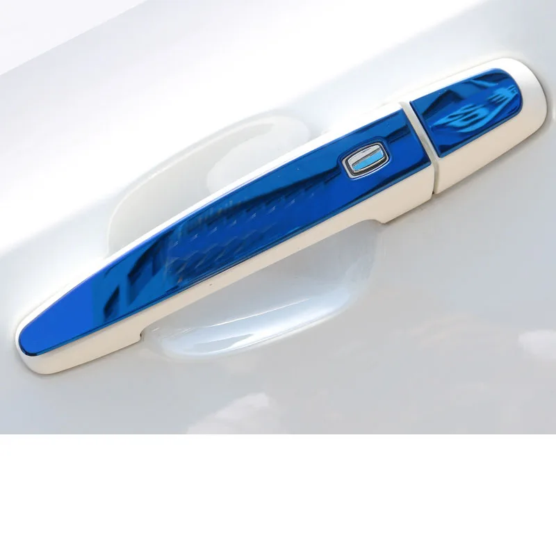 Lsrtw2017 Нержавеющая сталь автомобиля снаружи дверная ручка планки для Chevrolet Malibu XL 2012 2013 - Название цвета: blue with logo