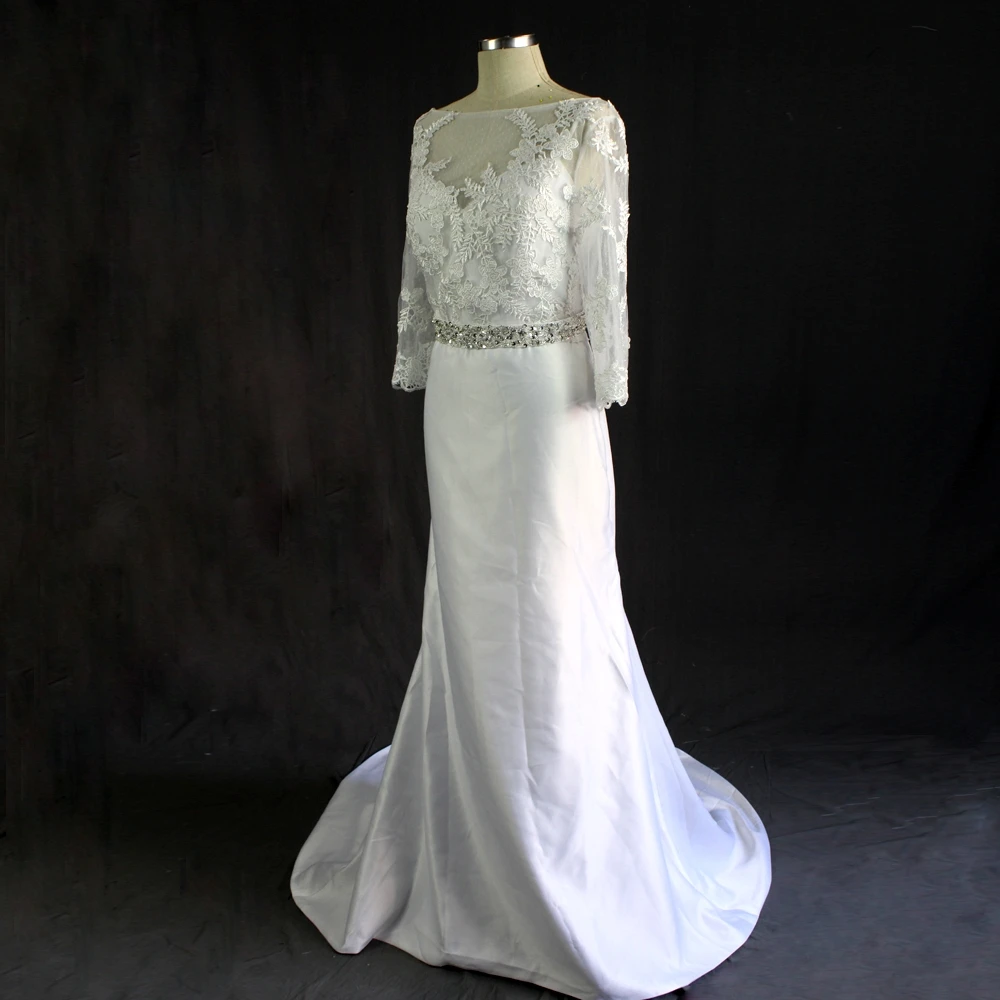 Vintage Bridal Wedding Gown with Removable Jacket Cheap Custom Satin