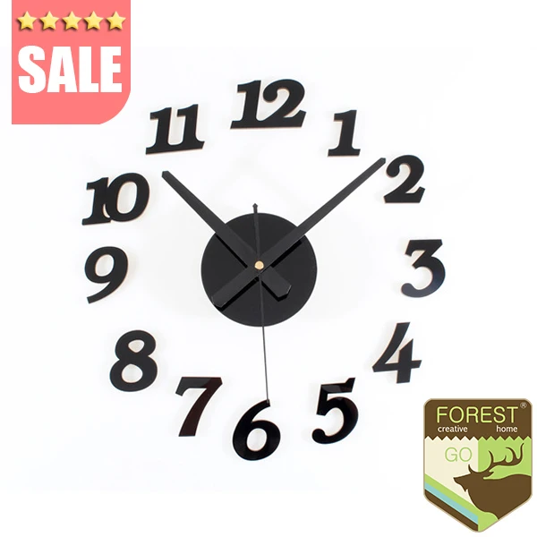 

Modern DIY clock large wall clock 3D wall watch fashion acrylic art designs clock home bedroom 3D sticker mute digital colck art