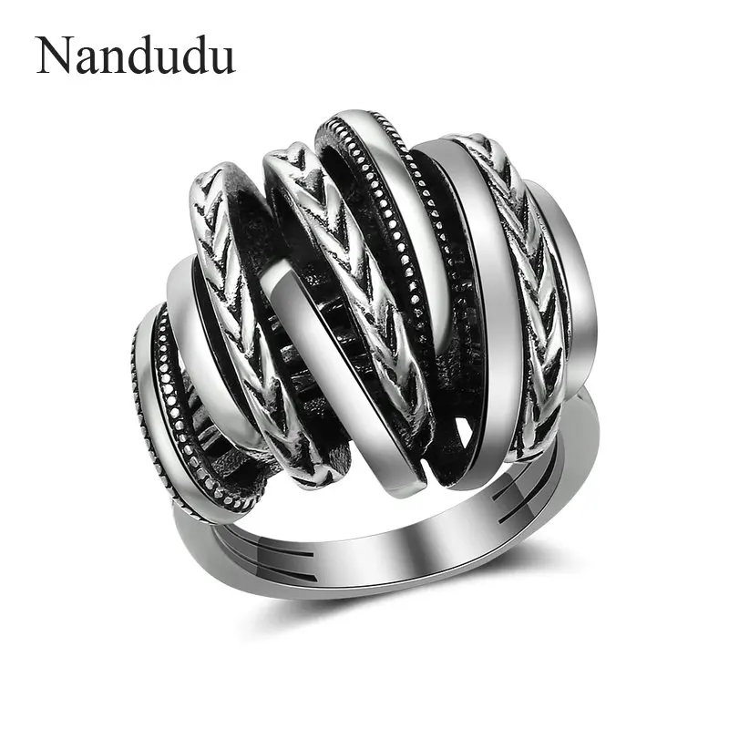 

Nandudu New Silver Color Geometric Finger Rings for Woman Geometric Cocktail Ring Party Fashion Jewelry Bijouterie Gift R2028