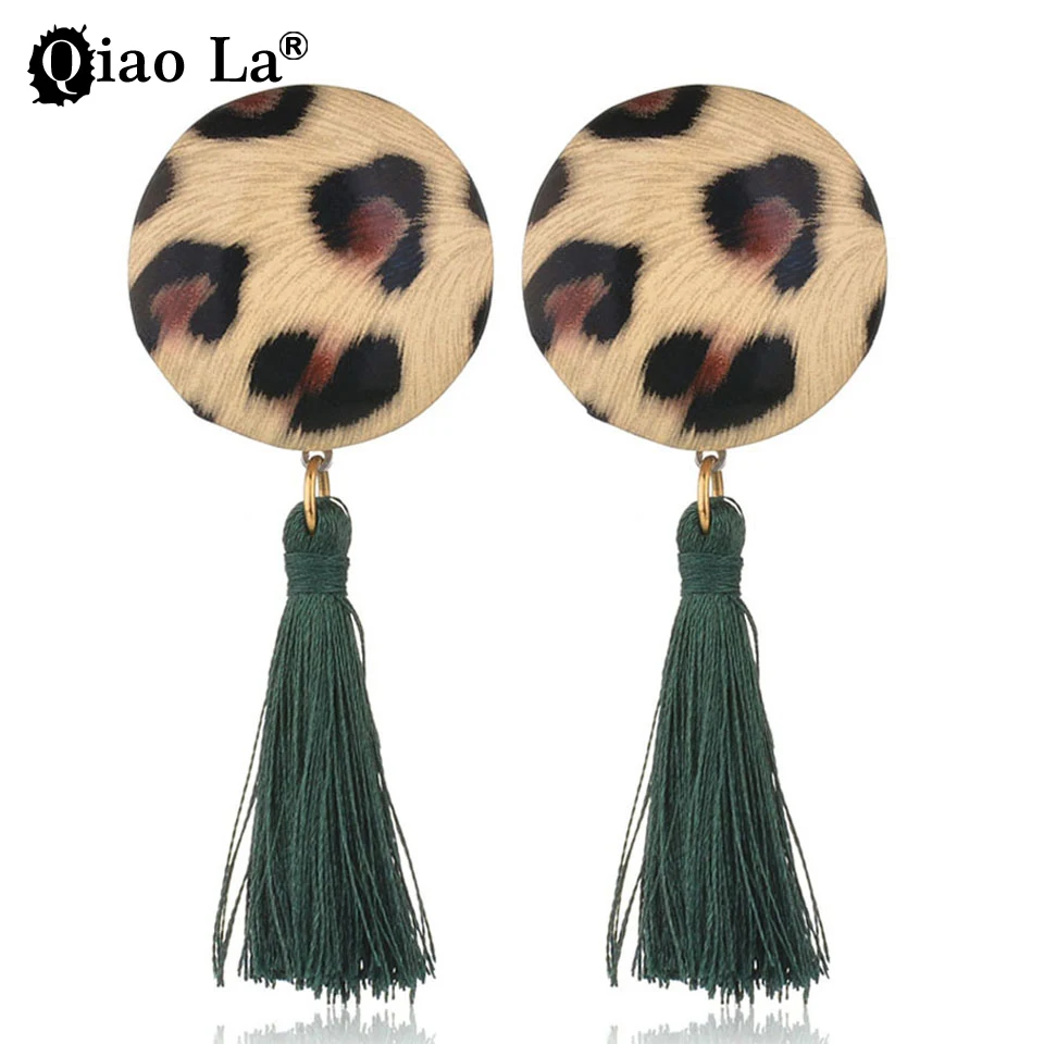 

Qiao La Bohemian Tassel Long Earrings Fashion Pop Leopard Earrings Sexy Leopard Snakes Tassel Earrings Women's Party Gifts