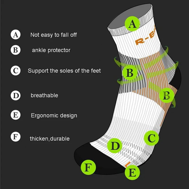 R-BAO 1 Pair Professional Compression Socks Running Women Men Sports Socks Ankle Protector Anti-sprain For Marathon