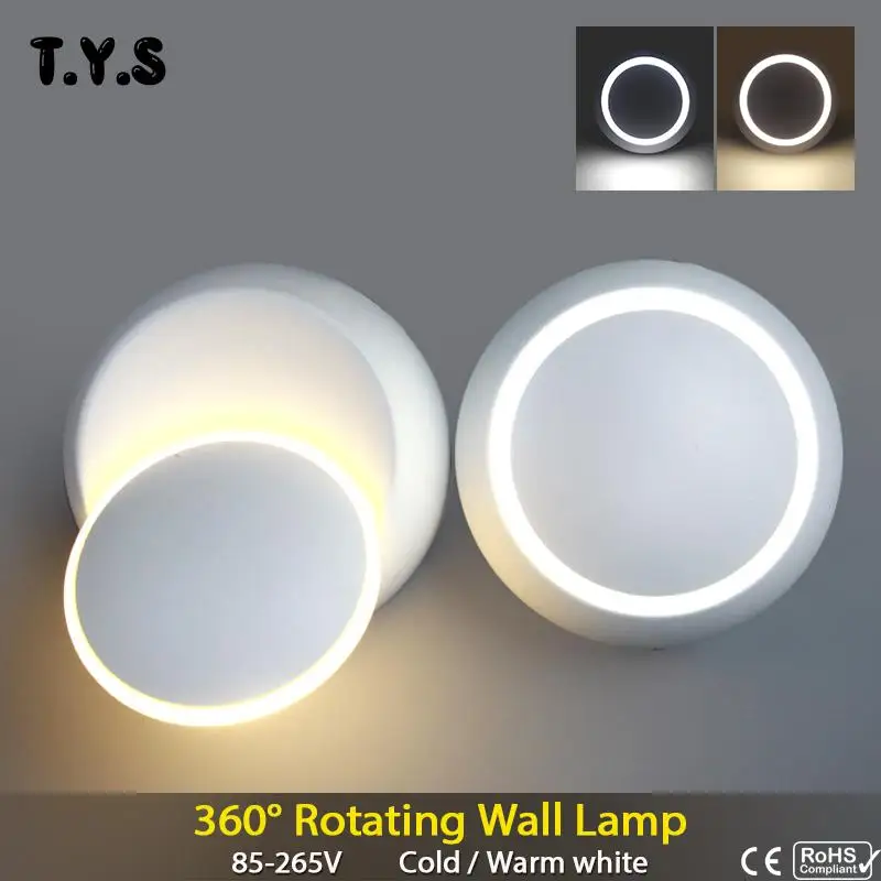 Modem LED Wall Lamp Adjustable Bedside Sconce Wall Lights For Home Round Lamp Creative Aisle Bedroom Living Room Indoor Lighting
