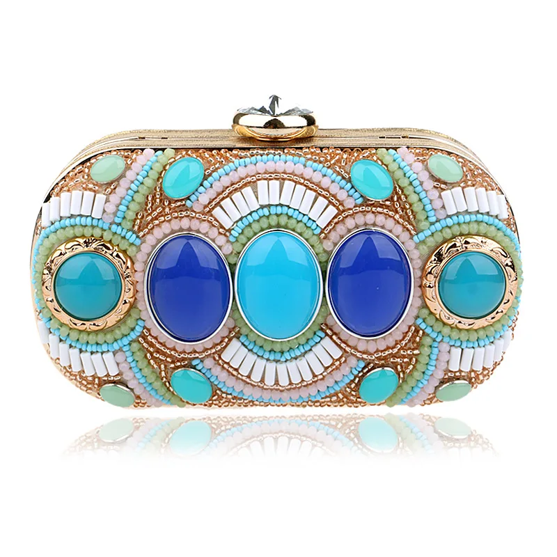 Women's Elegant Evening Bag with Shining Diamonds, Handbags with Detachable Chain for Party