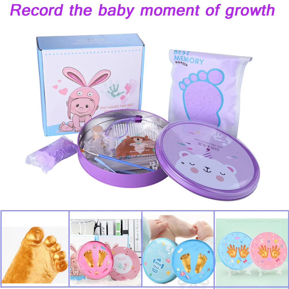 

2018 baby Handprint Mud kids Clay Toy Hand Foot Suit Newborn Resin Creative Commemorative Gift 0-2years
