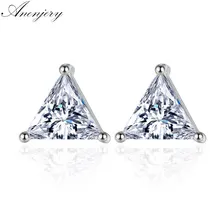 Anenjery 925 пробы серебряные ювелирные изделия AAA+ циркон треугольная звезда серьги гвоздики для женщин brincos S-E210