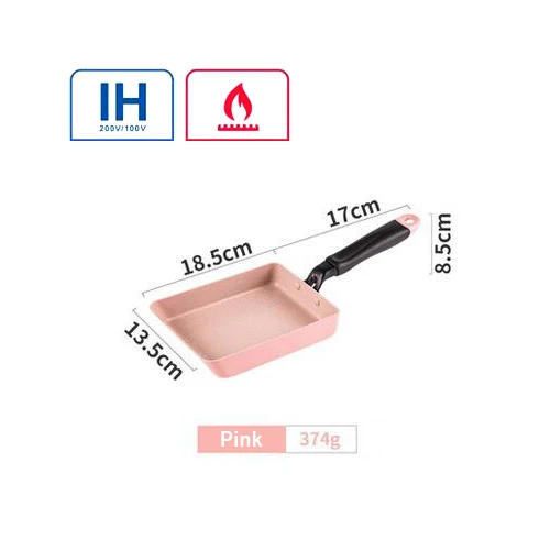 Justcook 13,5x18,5 см японская сковорода тамагояки с антипригарным покрытием общего назначения для газовой и индукционной плиты сковорода для яиц блинная кастрюля - Цвет: Розовый