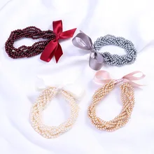 1 шт. веревка для волос для девочек простое белое кольцо для волос ручной работы с жемчугом резиновая повязка на голову веревка стример бант аксессуары для волос G0409