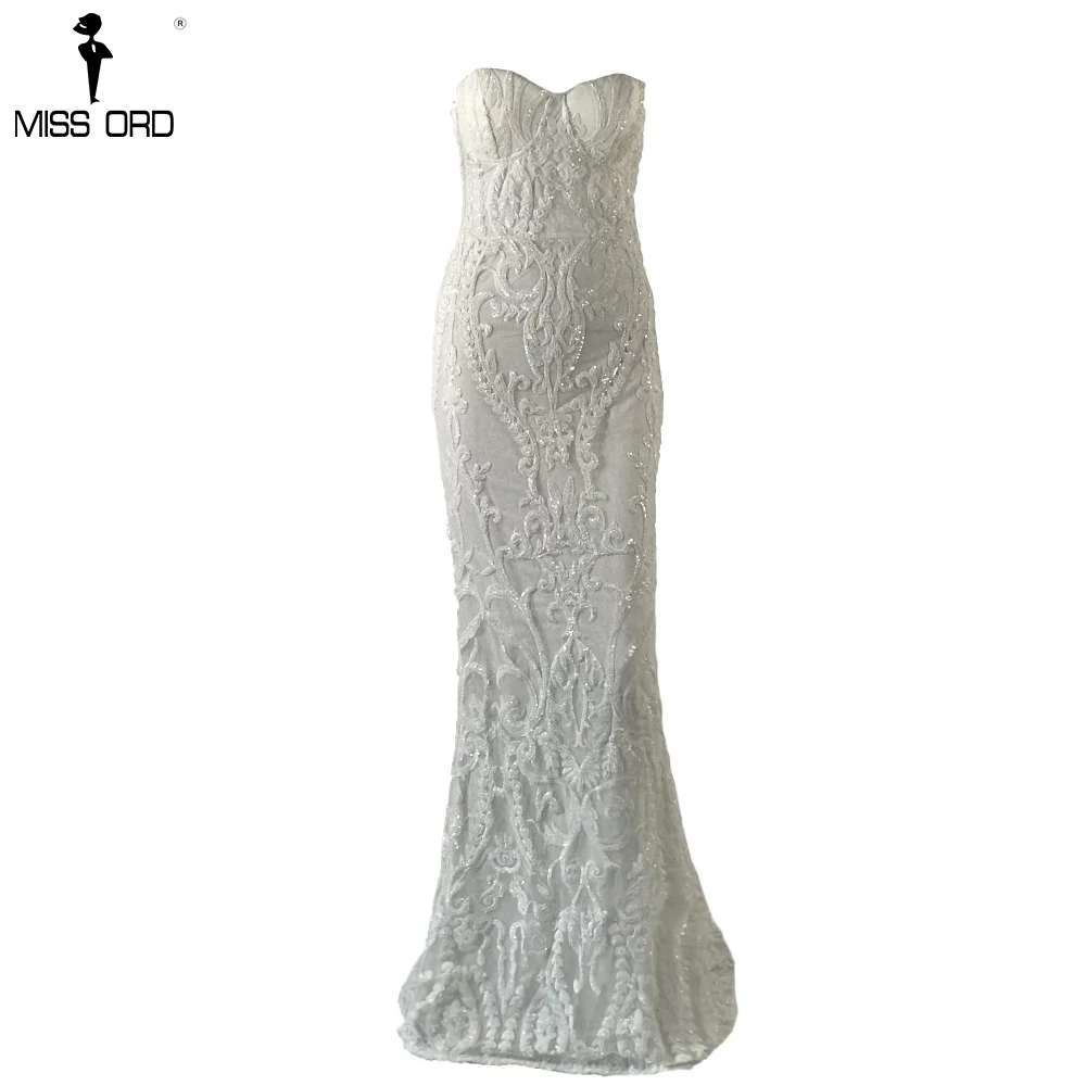 Online Missord 2019 Sexy New Bra Off Shoulder Retro Geometry Sequin Female Dresses Floor Length Party Elegant Dress FT8888 1