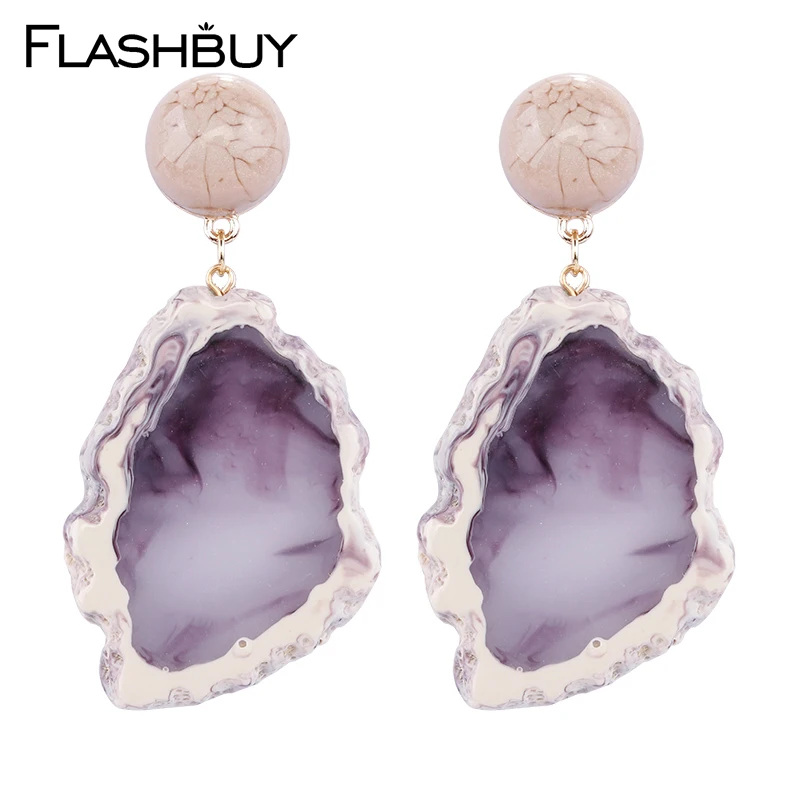 Женские Геометрические серьги Flashbuy фиолетовые с мраморным узором модные