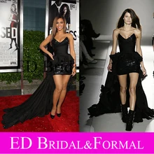 Beyonce Kleid Pailletten V-ausschnitt Kurze Vordere Lange Zurück Roter Teppich Kleid Berühmtheit Spornte Abendkleid Abendkleid