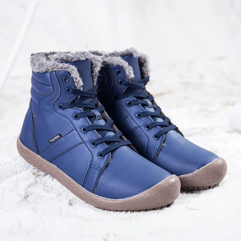 GNOME New Winter Snow Boots Men Fashion Warm Fur High Top Men Ankle