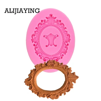 

M1147 1Pcs Fondant Mirror Frame chocolate decoration tools Silicone Baking Molds Clay Candy Moulds Kitchen Accessories