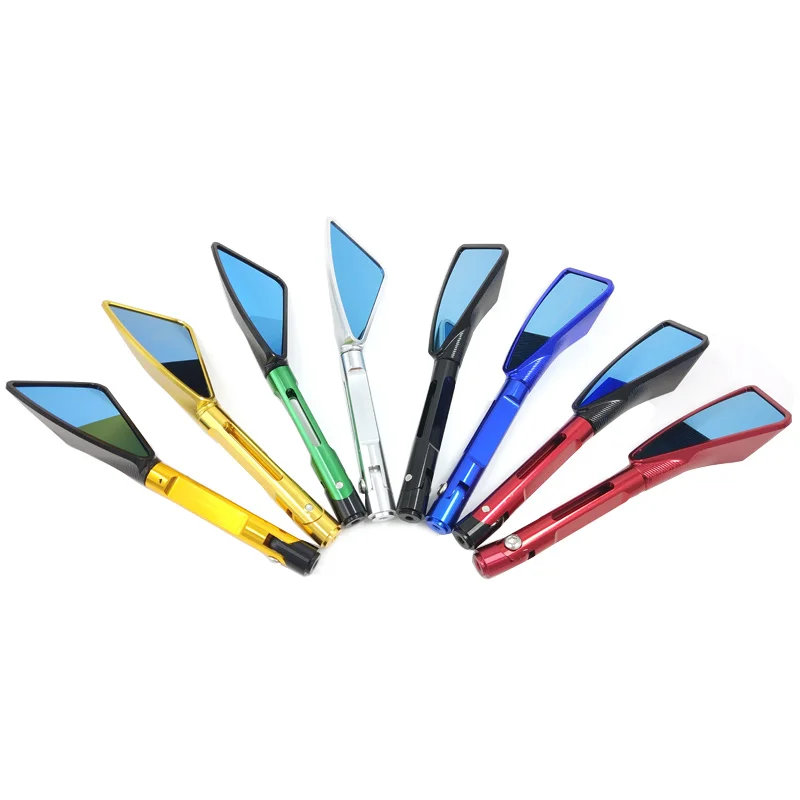 Free Shipping CNC Motorcycle Rearview Side Mirrors Smoked Blue Glass Rear View Mirror Street Dirt  Scooter Bike Chopper Cruiser (3)