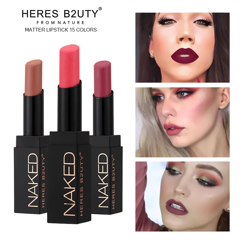 

2017 NEW ARRIVAL Limited hotsale Brand HERES B2UTY Matte Lipstick Nude Lipstick Waterproof Long lasting Easy wear 15 color