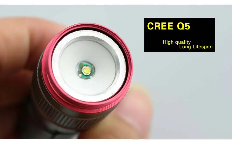 CREE Q5 светодиодный фонарь 800 люмен IP65 Водонепроницаемый 3 режима масштабируемый фокус светодиодный диодный фонарь портативное тактическое аварийное освещение