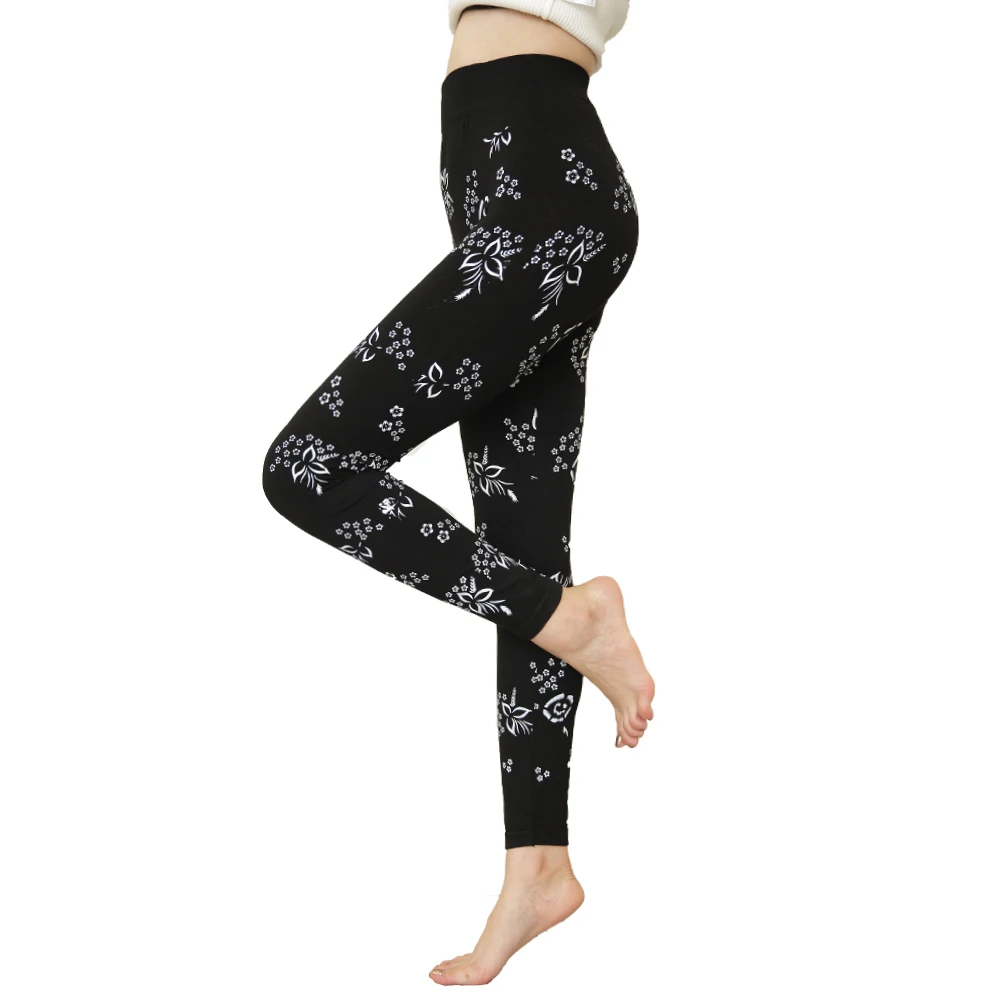 2019 Autumn Cotton Leggings Women Casual Plus Size Elastic Printed Long Black Legging Ladies Hip Push Pants Slim Fitness Clothes