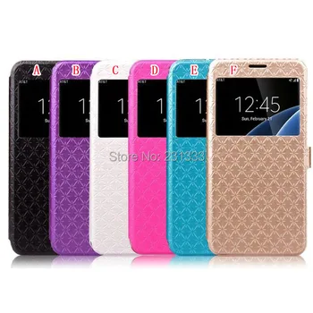 

Diamond Open Window Wallet Leather Pouch Case TPU Flip View For Samsung Galaxy S7 EDGE G530 A310 A510 Stand ID Card Cover 150pcs