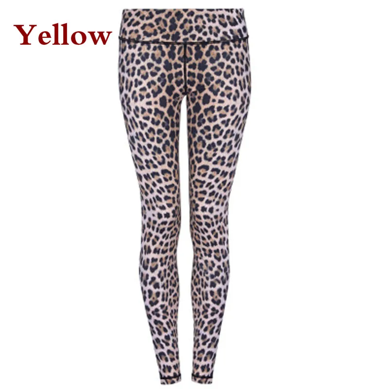 Модные повседневные женские эластичные леопардовые леггинсы с высокой талией, фиолетовые, белые, красные, желтые
