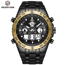 Reloj Hombre GOLDENHOUR мужские спортивные часы мужские erkek kol saati цифровые армейские военные Силиконовые кварцевые часы Relogio Masculino