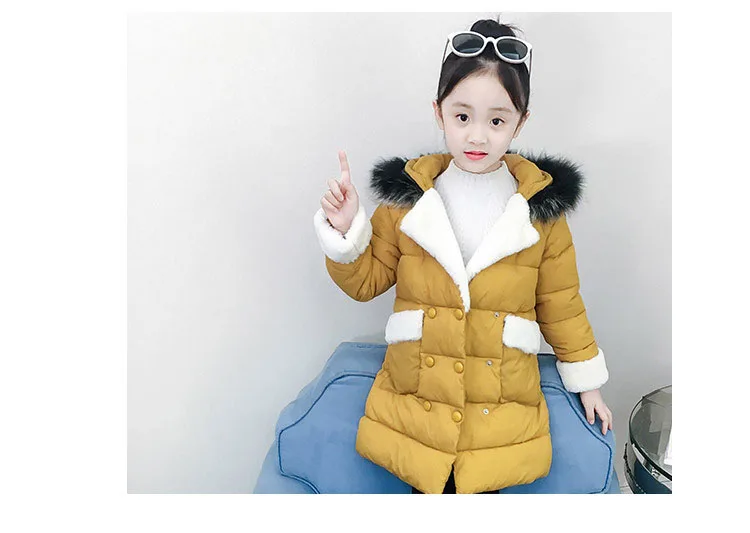 Children Cotton Jackets For Teenage Girls 2018 Winter Thick Warm Long Coats Kids Fur Hooded Outerwear Padded Clothes 5-16 Years  (16)