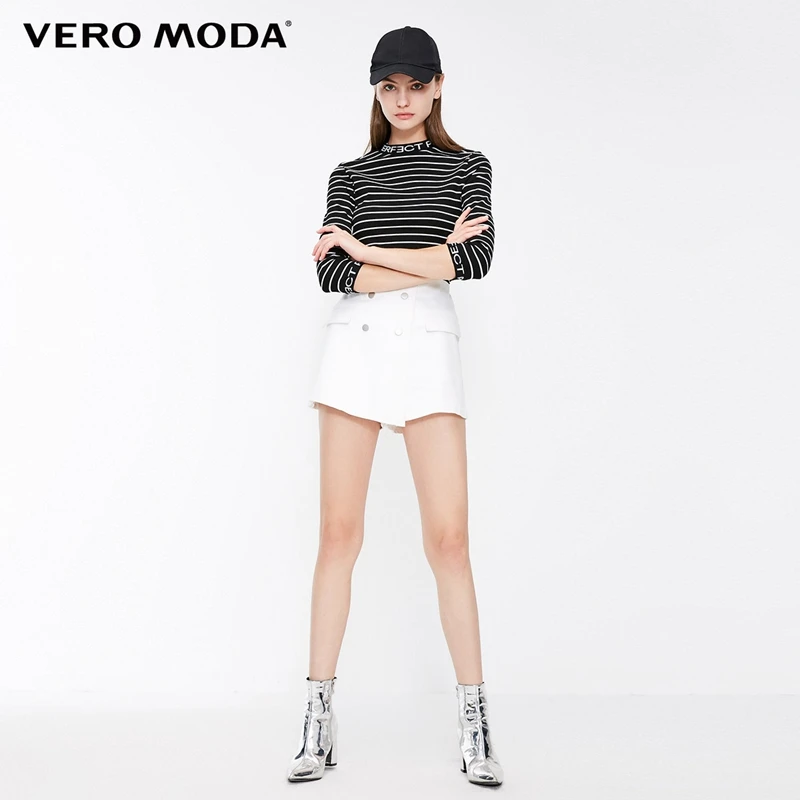 

Vero Moda 2019 New Women's Letter Print Striped 3/4 Sleeves T-shirt Top | 318330511