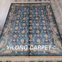 Yilong 5,5 'x8' ручной работы Шелковый персидский коврик синий прочный Hereke ковер(ZQG071A5.5x8
