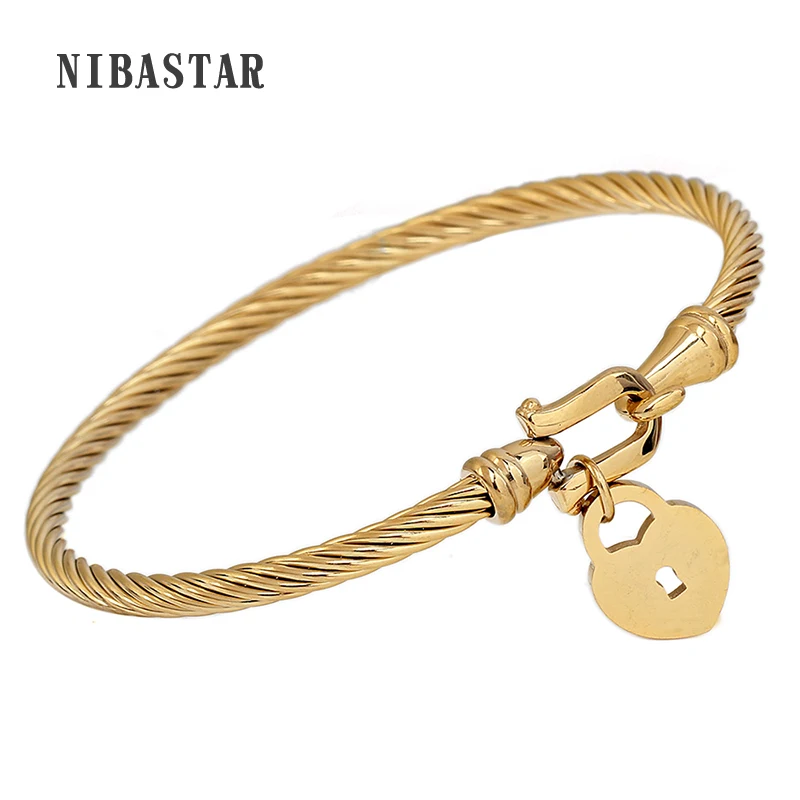 

Classic Brand Forever Love Heart Bangle & Bracelet For Women Jewelry Lock Bracelets Stainless Steel Wedding Bangles