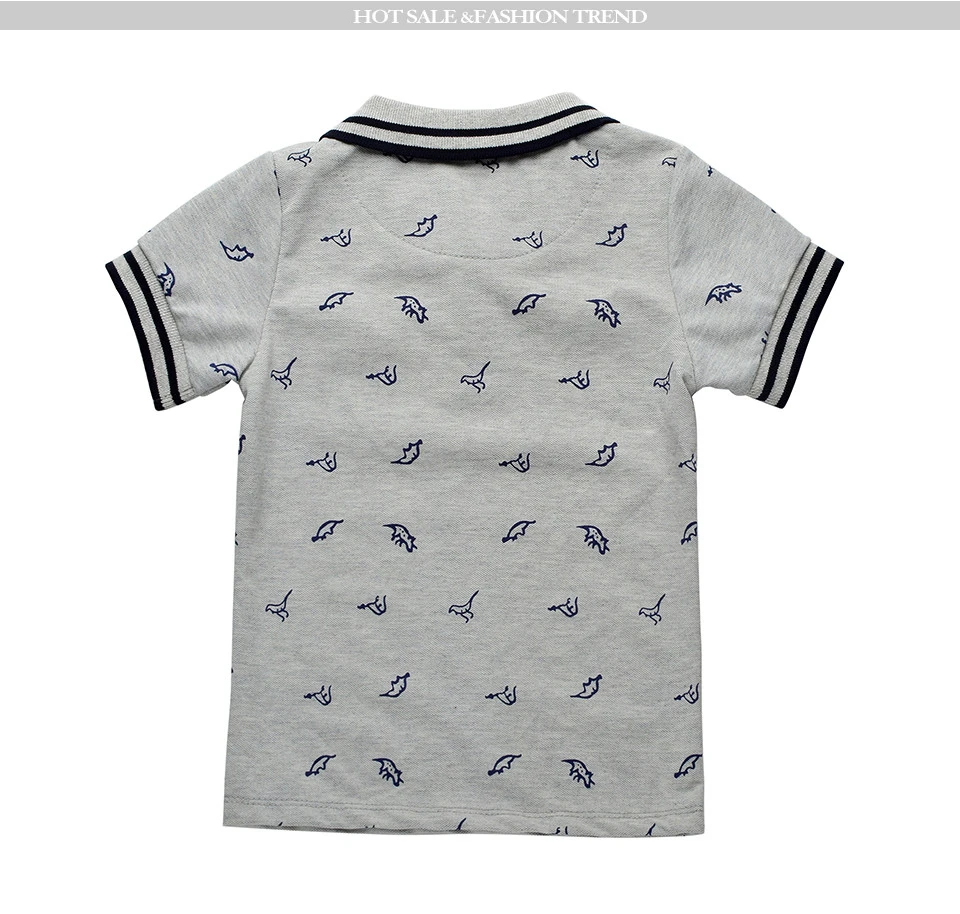 Yilaku/Новые летние футболки с динозавром для мальчиков, хлопковые топы для детей, спортивные футболки с отложным воротником, рубашки-поло для мальчиков, одежда для детей 2-7 лет